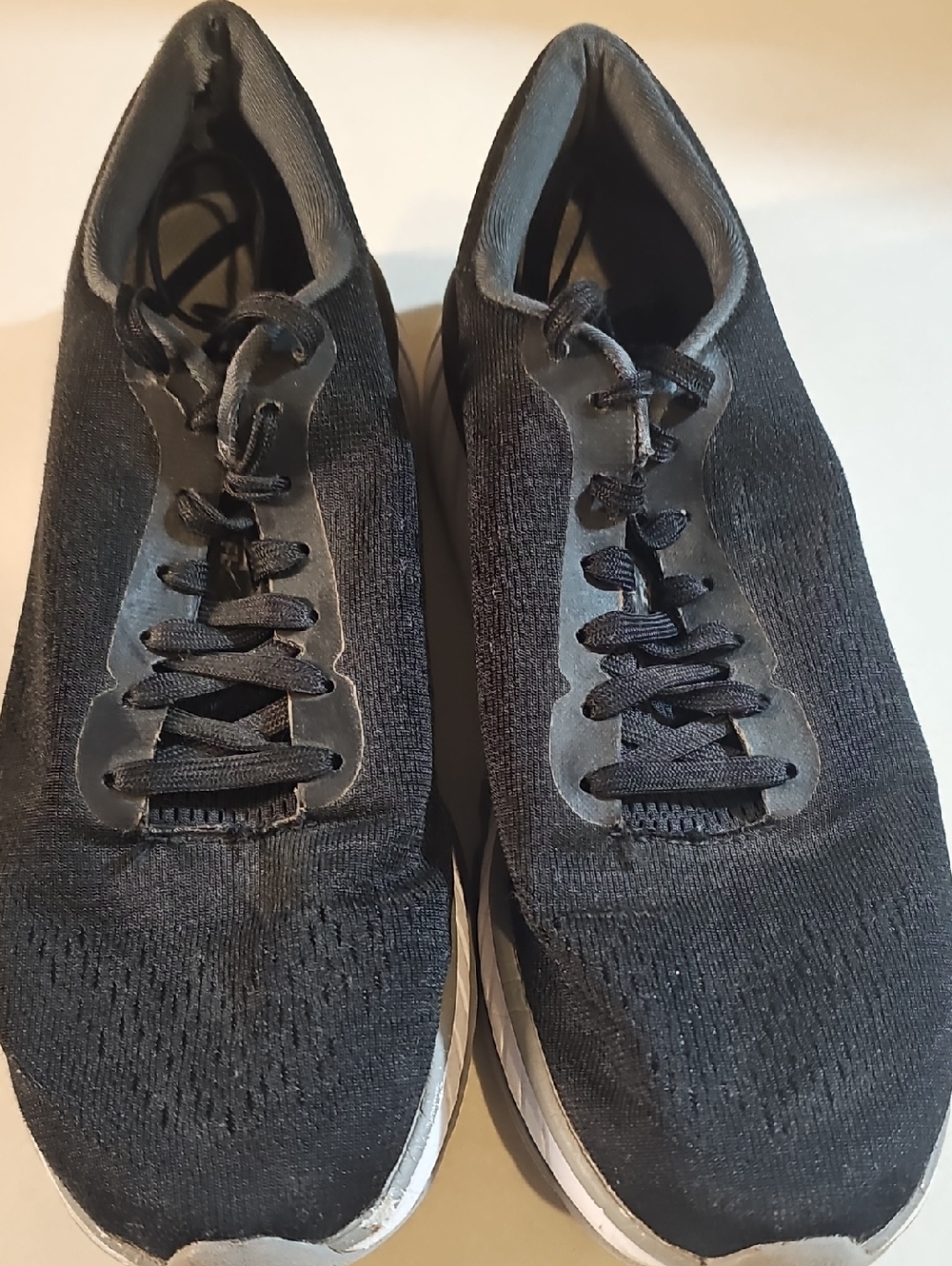 Nice Used Hoka One One Men's Black Knit Lace-Up Performance Sneakers